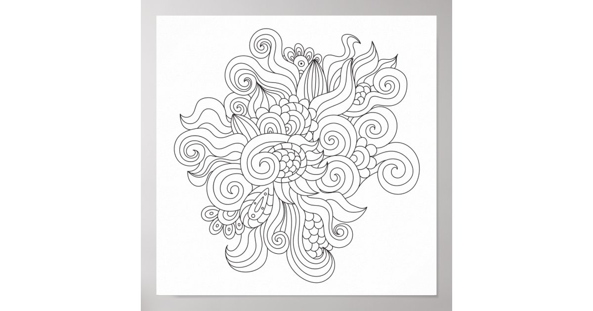 Coloring Page Crazy Doodle Poster | Zazzle