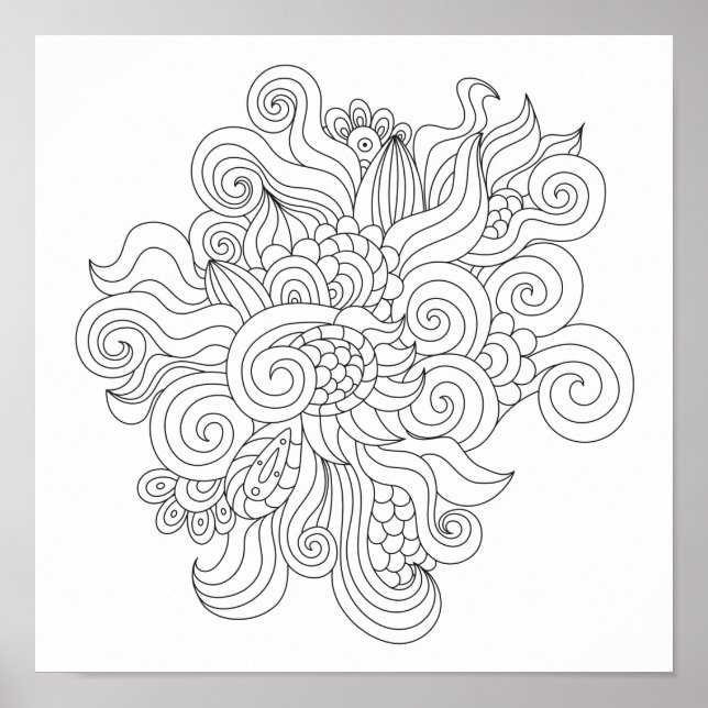 Coloring Page Crazy Doodle Poster (Front)