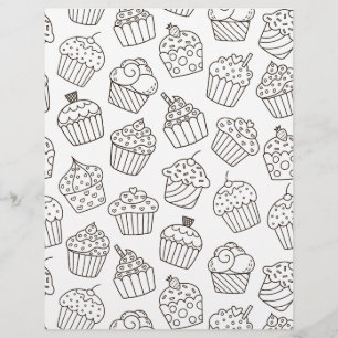Coloring Page Cupcake Party Scrapbook Paper