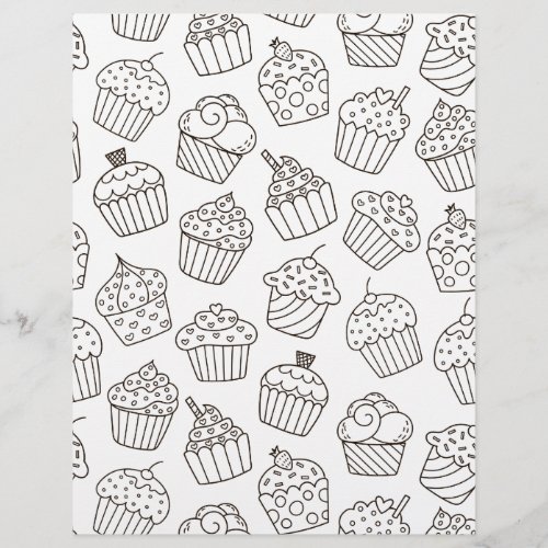 Coloring Page Cupcake Party Scrapbook Paper