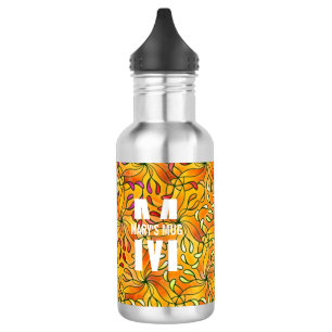 Coloring Page Custom White Monogram & Quote Stainless Steel Water Bottle