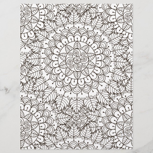 Coloring Page Daisy Leaves Scrapbook Paper (Front)