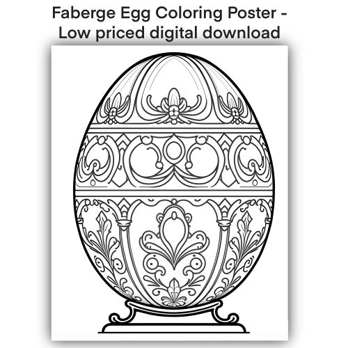 Coloring Page _ Decorative Egg Color Your Own  Poster