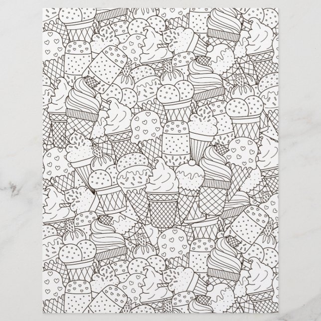 Coloring Page Desserts Galore Scrapbook Paper (Front)