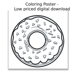 Coloring Page - Donut!, Color Your Own Poster