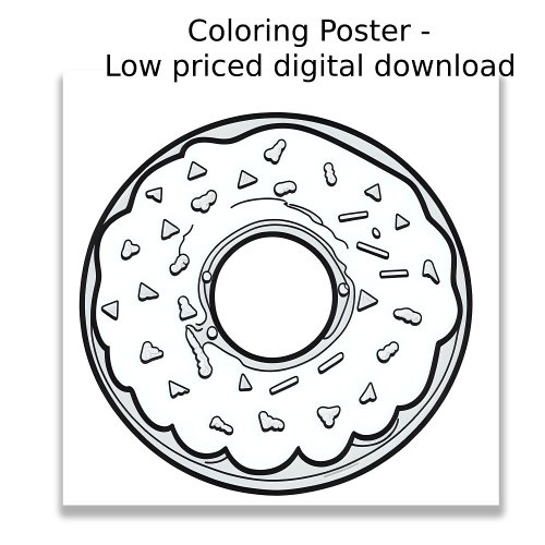 Coloring Page _ Donut Color Your Own Poster