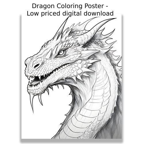 Coloring Page _ Dragon Color Your Own  Poster