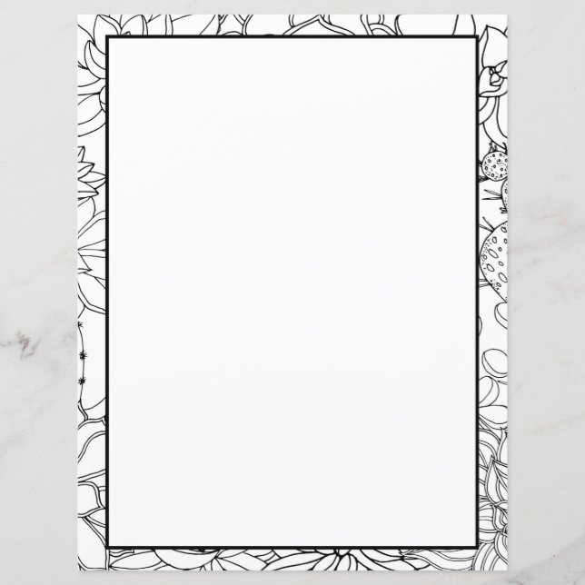 Coloring Page Floral Two Sides Stationery Sheets (Front)