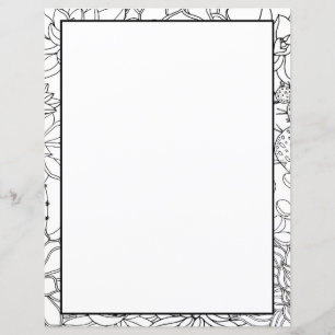 Coloring Page Floral Two Sides Stationery Sheets