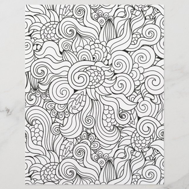 Coloring Page Flower Explosion Scrapbook Paper (Front)