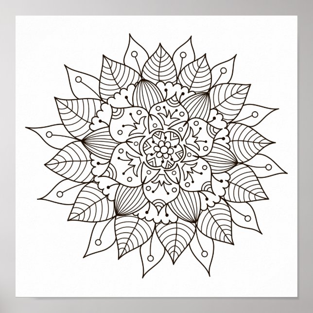 Coloring Page Flower Mandala Poster (Front)