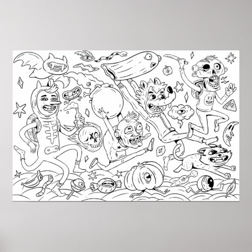 Coloring Page for Boys Crazy Doodle Monsters 4 Poster