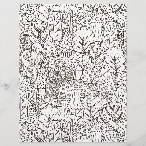 Coloring Page Forest of Trees Scrapbook Paper