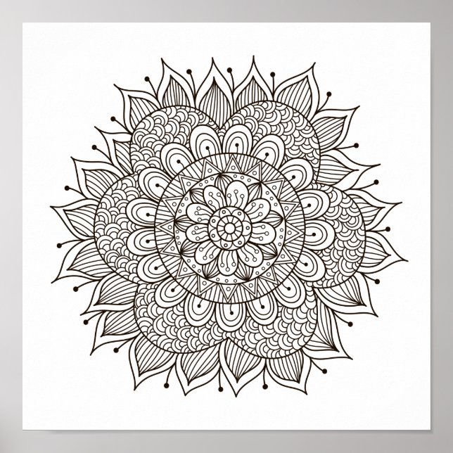 Coloring Page Garden Path Mandala Poster (Front)