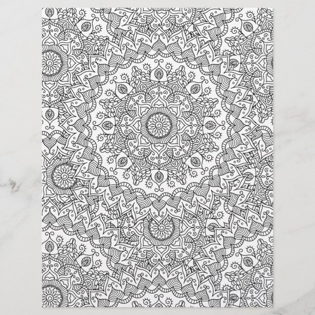 Coloring Page Kaleidoscope Scrapbook Paper (Front)