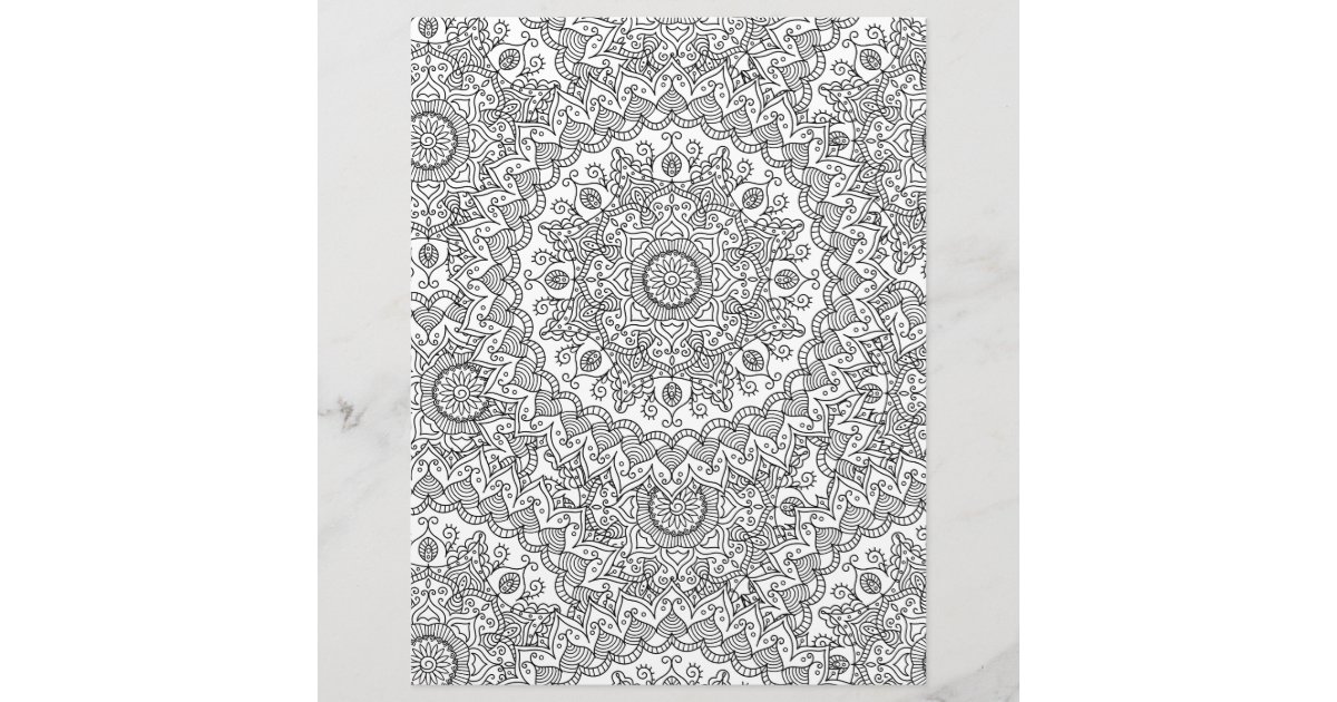 Coloring Page Kaleidoscope Scrapbook Paper | Zazzle