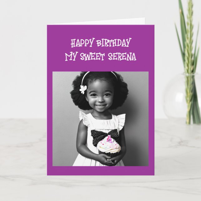 Coloring Page | Little Girl of Color Birthday Card (Front)