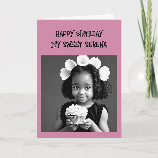 Coloring Page | Little Girl's Birthday Card (Front)