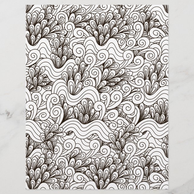 Coloring Page Loops & Curlicues Scrapbook Paper (Front)
