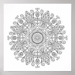 Coloring Page Moroccan Mandala Poster