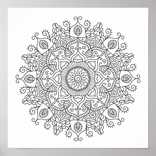 Coloring Page Moroccan Mandala Poster (Front)
