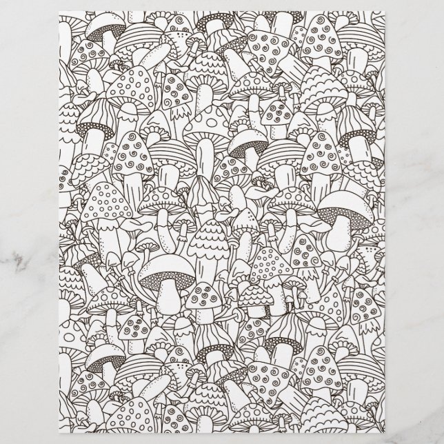Coloring Page Mushroom Mania Scrapbook Paper (Front)