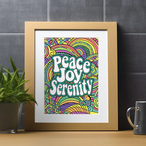 Coloring Page Peace Joy Serenity Abstract Pattern Holiday Card