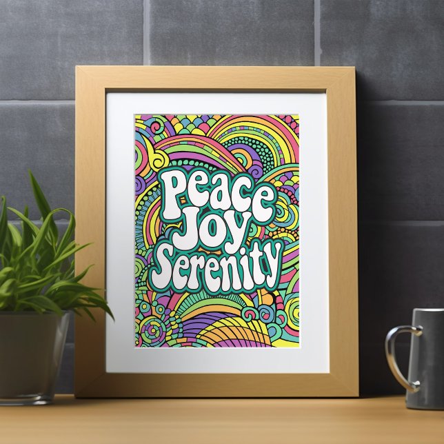 Coloring Page Peace Joy Serenity Abstract Pattern Holiday Card (Coloring page - peace joy serenity)