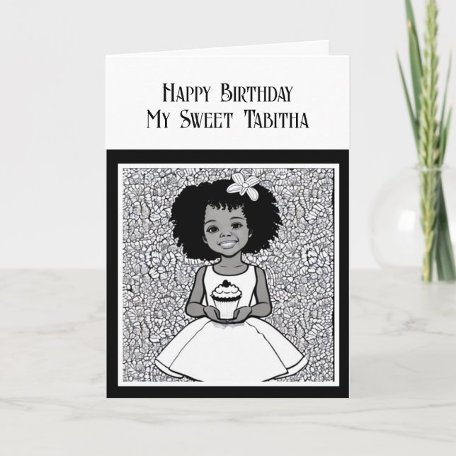 Coloring Page | Personalized Girl's Birthday Card (Front)