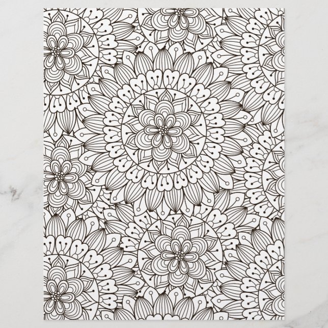 Coloring Page Petals Abstract Scrapbook Paper (Front)