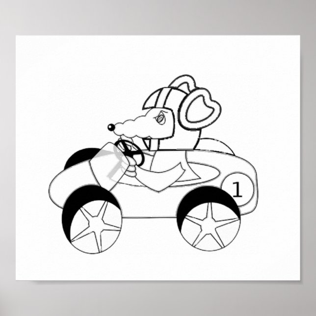 Coloring page racer rat poster (Front)