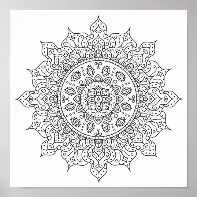 Coloring Page Silk Road Mandala Poster (Front)