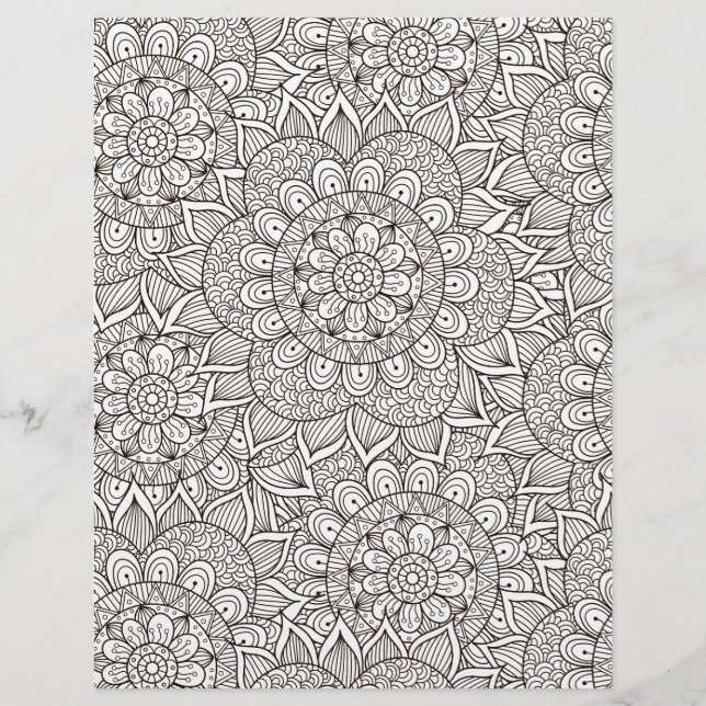 Coloring Page Summer Garden Scrapbook Paper (Front)