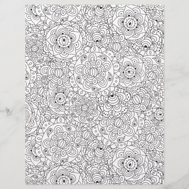 Coloring Page Wild Flowers Scrapbook Paper (Front)