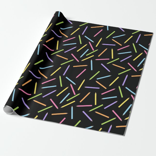 Coloring Pencils Black Wrapping Paper (Unrolled)
