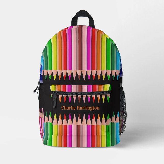 Coloring Pencils custom name Printed Backpack (Front)