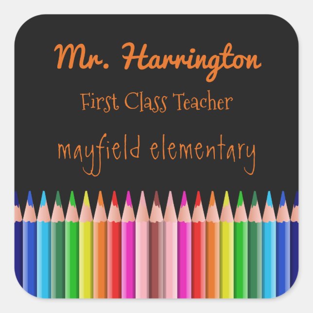 Coloring Pencils custom text stickers (Front)