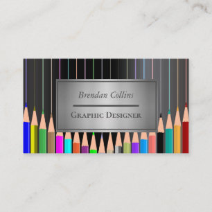 Coloring Pencils Rainbow Lines Graphic Designer Business Card