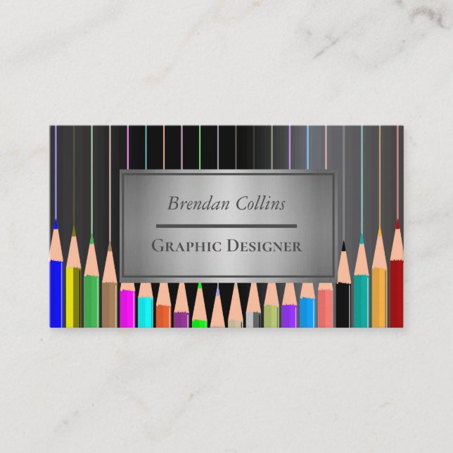Coloring Pencils Rainbow Lines Graphic Designer Business Card (Front)