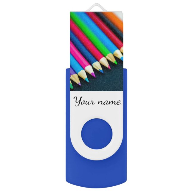 Coloring pencils USB swivel flash drive 8GB (Front Vertical)