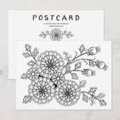 Coloring Postcard Fancy Floral Design (Front/Back)