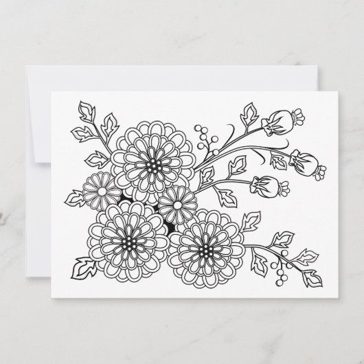 Coloring Postcard Fancy Floral Design (Front)