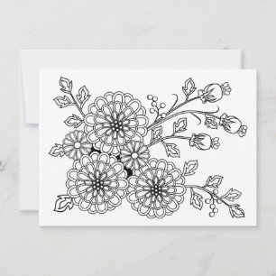 Coloring Postcard Fancy Floral Design