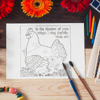 Coloring Postcard Mother Hen