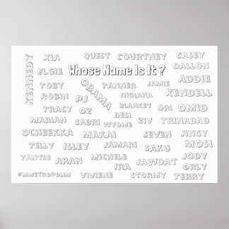 Coloring POSTER 36x24 / Unisex Names / PRINTS