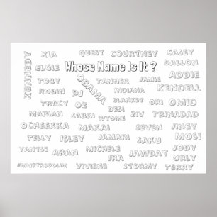 Coloring Poster 36x24 with Unisex Names