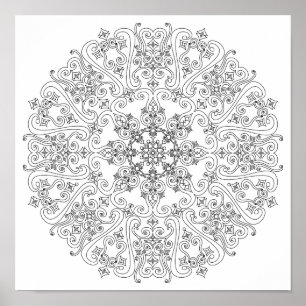 Coloring Poster – Funky Scrolls Mandala