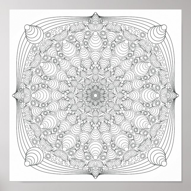 Coloring Poster – Optical Illusion Mandala B (Front)