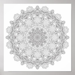 Coloring Poster – Swirly Lacy Mandala | Zazzle