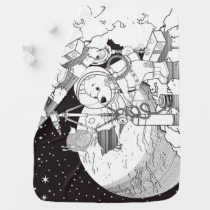 Coloring space with an astronaut puppy baby blanket